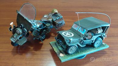 Modellini artigianali il latta WW2 Jeep e Harley