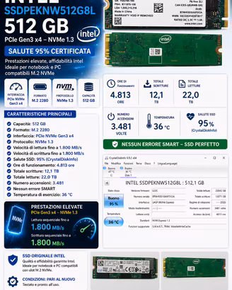 SSD NVMe M.2 2280 Intel 512 GB PCIe Gen3 x4