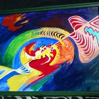 METEORE. Olio a tecnica mista su legno