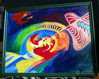 METEORE. Olio a tecnica mista su legno