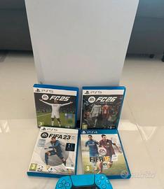 Lotto PS5 + controller dualsense blu + 4 FIFA