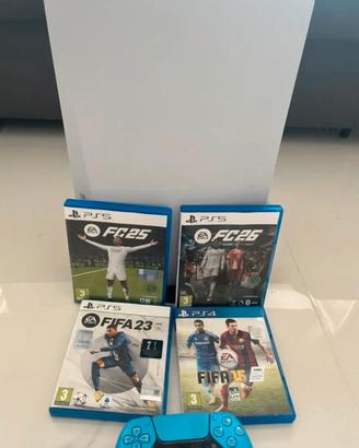 Lotto PS5 + controller dualsense blu + 4 FIFA