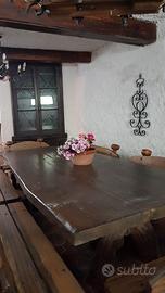 Tavolo legno massello con panche