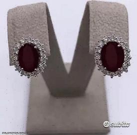 ORECCHINI ORO 18kt. CON DIAMANTI E RUBINI NATURALI