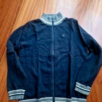 Maglia Benetton zip intera in lana blu unisex
