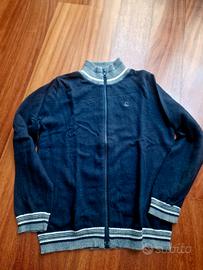 Maglia Benetton zip intera in lana blu unisex