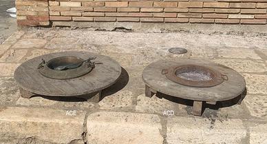 Antico porta braciere brace in legno massello