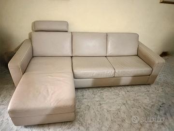 Divanoletto Natuzzi vera pelle 3 posti con chaise