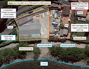 Sul lago terreno con capannone