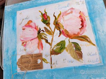 Quadro Rose Shabby Chic – Olio su Tela NO STAMPA