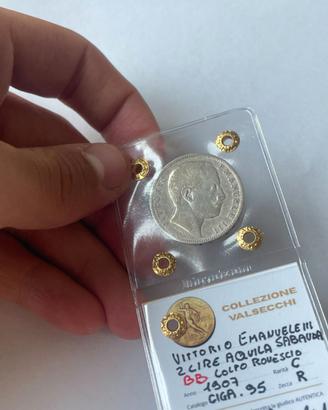 2 Lire 1907 Aquila BB Collezione Valsecchi