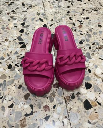 Chunky slides sandali fucsia tg 40
