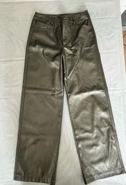 Pantaloni moda finta pelle argento stradivarius 36