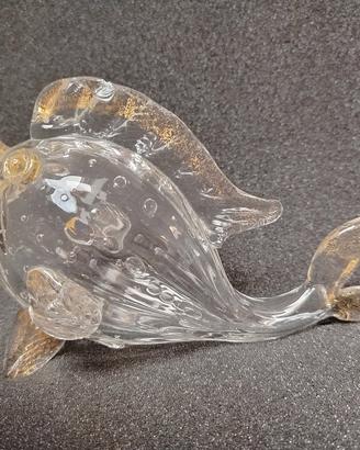 vetro di Murano: pesce vetro neutro/oro DI-PI