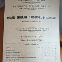 orario ferroviario di servizio 1964