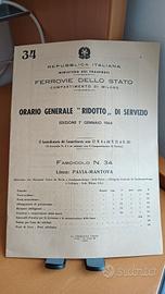 orario ferroviario di servizio 1964