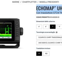 Ecoscandaglio chartplotter Garmin uhd72cv più gt24