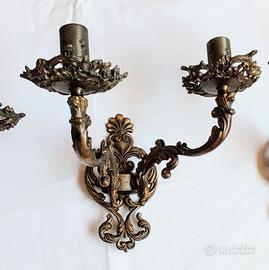 Applique da parete in bronzo antico stile rococò