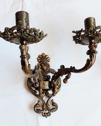 Applique da parete in bronzo antico stile rococò