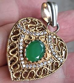 1 pendente  argento placato oro con agate 