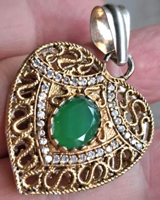 1 pendente  argento placato oro con agate 