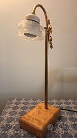 Lampada da tavolo ottone/legno