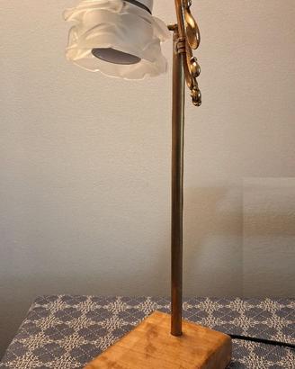 Lampada da tavolo ottone/legno