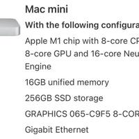MAC MINI M1 16gb di Ram + 256gb HDD