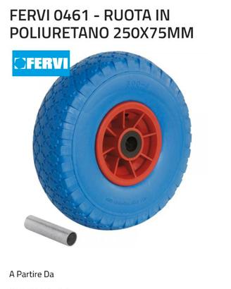 Coppia ruote in poliuretano per carrello 250x75 mm
