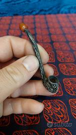 antica pipa da oppio filigrana di argento 1pz