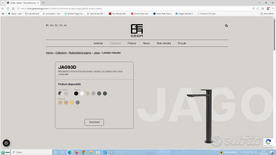 Rubinetto per casca lavabo.