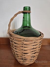 damigiana/vaso in vimini vintage 