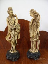 Coppia statuette in simil-avorio