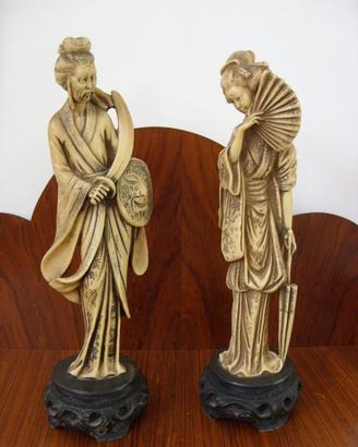 Coppia statuette in simil-avorio