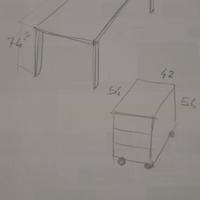 scrivania  con cassettiera nuova fatta su misura