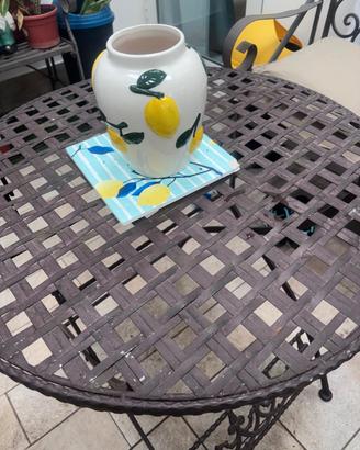 Set Giardino Ferro Antracite Usato - Panchina + Ta