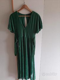Vestito donna lungo tg M color verde velluto