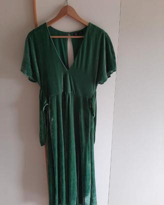 Vestito donna lungo tg M color verde velluto