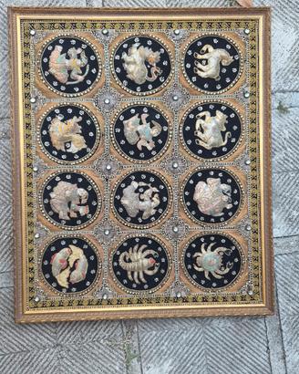 Arazzo Birmano Kalaga Zodiaco con Cornice