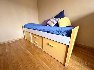 Letto Singolo in Legno con Cassetti Contenitore