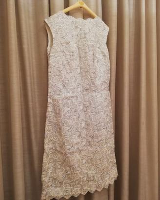 Vestito vintage bianco con ricami argentati