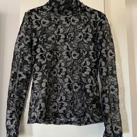 Maglia in tulle nero e argento