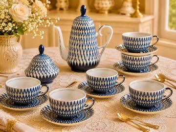Set tazze in porcellana  sovietica Cobalt blu