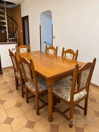 Set tavolo e 6 sedie in legno massello
