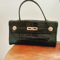 Borsa artigianale in vera pelle di coccodrillo
