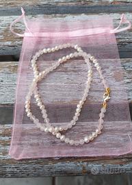 Collana perle e quarzo rosa