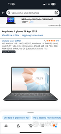 LAP TOP MSI MODERN 14 B11MOL-433XIT NOTEBOOK 14"