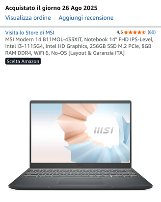 LAP TOP MSI MODERN 14 B11MOL-433XIT NOTEBOOK 14"