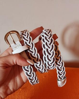Cintura Intrecciata Bianca e Nera Stile Boho-Chic