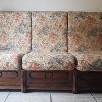 Divano classico in legno e 2 poltrone